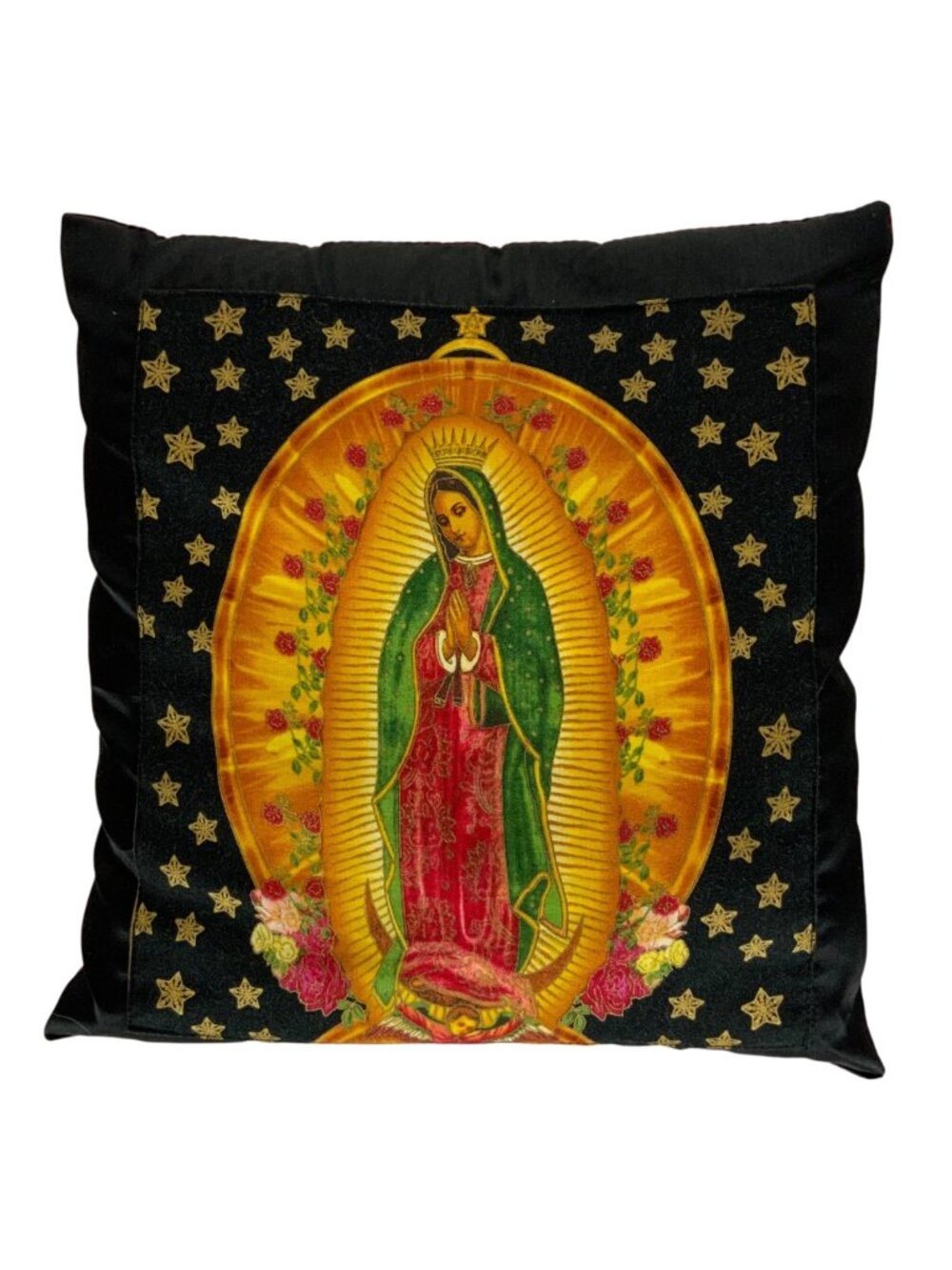 Virgin Of Guadalupe Decorative Square Throw Pillow Navy Blue Burgundy